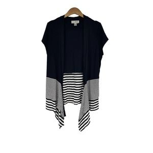 Joseph Ribkoff Sweater Black And White Short Sleeve Open Front Cardigan Women 12